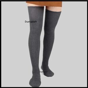 Knit Thigh High Socks Over The Knee Burgundy White Cable Knit Cosplay Long Women